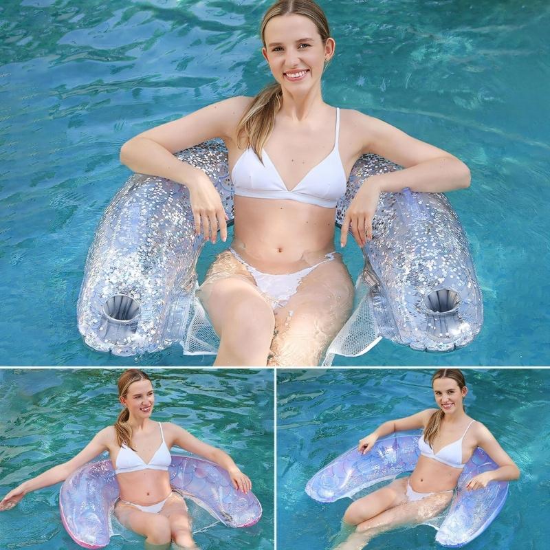 Quickly Inflate U Shape Floating Lounges Chair Floating Water Lounges Chair Relax Comfortable Swim Beach Chair