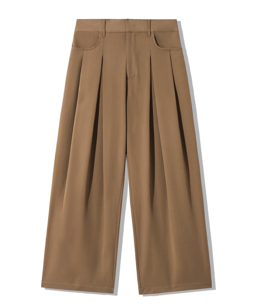 TRILLION Double Inverted Tuck Wide Pants [Beige]