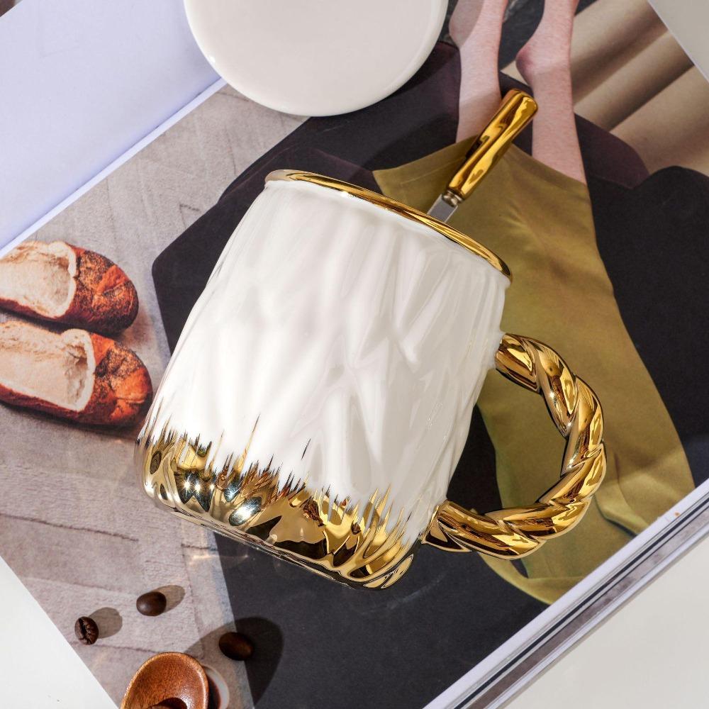 Relief Pattern Ceramic Cup High Value Mug Set Home Water Cup Office Coffee Cup Ins Cup