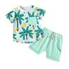 Футболки с принтом дерева для мальчиков и шорты с эластичной резинкой на талии, комплект из 2 предметов, модная одежда для младенцев, летняя одежда для детей от 0 до 24 месяцев, реквизит для фотосъемки младенцев