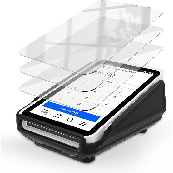 Kailfee Protective Case and Screen Protector*3 for Square Terminal Card Reader - Rubberized Hard Casing with Non-Slip Base and Tempered Glass(Black)