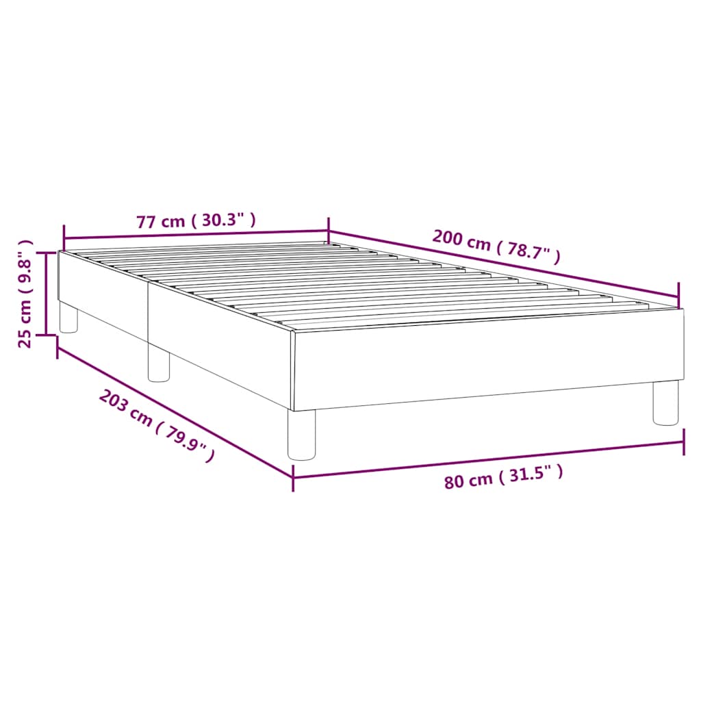 Box Spring Bed Frame Black 80 x 200 cm Velvet
