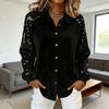 Женская рубашка на пуговицах с лацканами, с длинным рукавом, топы, однотонная, свободного кроя, с блестящими пайетками на рукавах, бархатная рубашка, одежда для коктейльной вечеринки