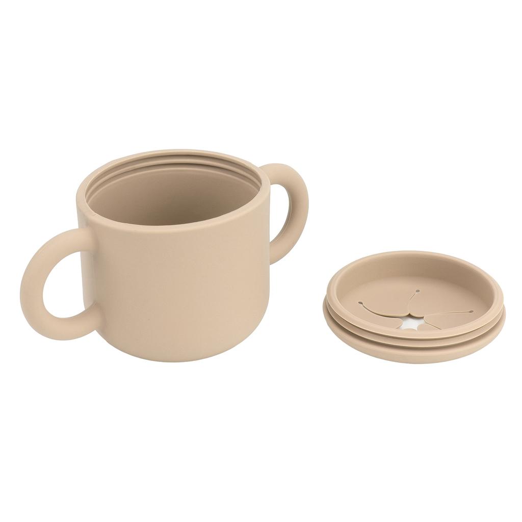 Детская обучающая чашка для питья Силиконовая с двойными ручками Дизайн Легкая чистка Непроливайка Тренировочная чашка для малышей Хаки