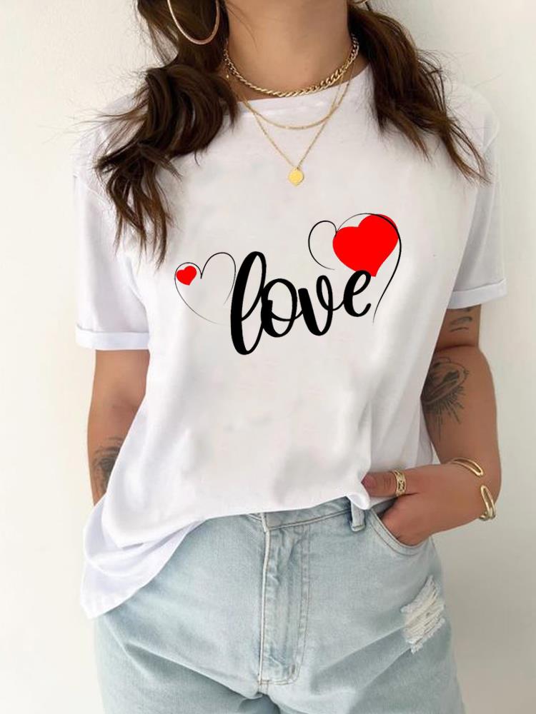 (Asian Size) Tee Top Women Leopard Love 90s Trend Cute Clothing T Shirt Woman Print Fashion Female Short Sleeve Graphic T-shirts