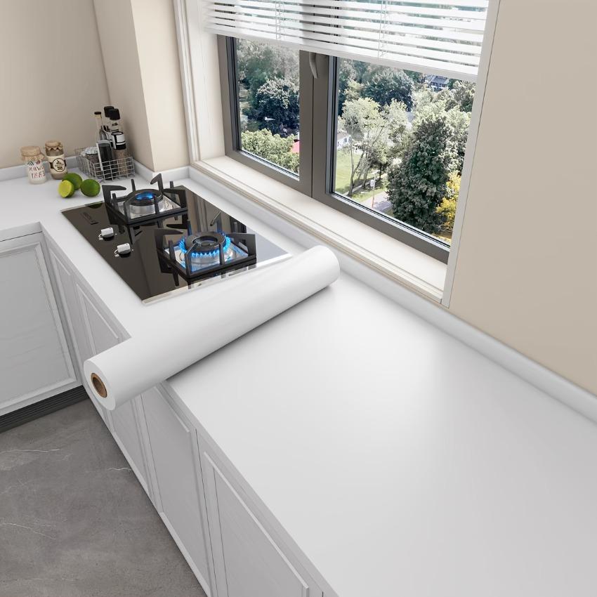 60СМ Самоклеящиеся виниловые обои Матовый черный серый белый Съемная толстая контактная бумага для стен кухонь столешниц шкафов