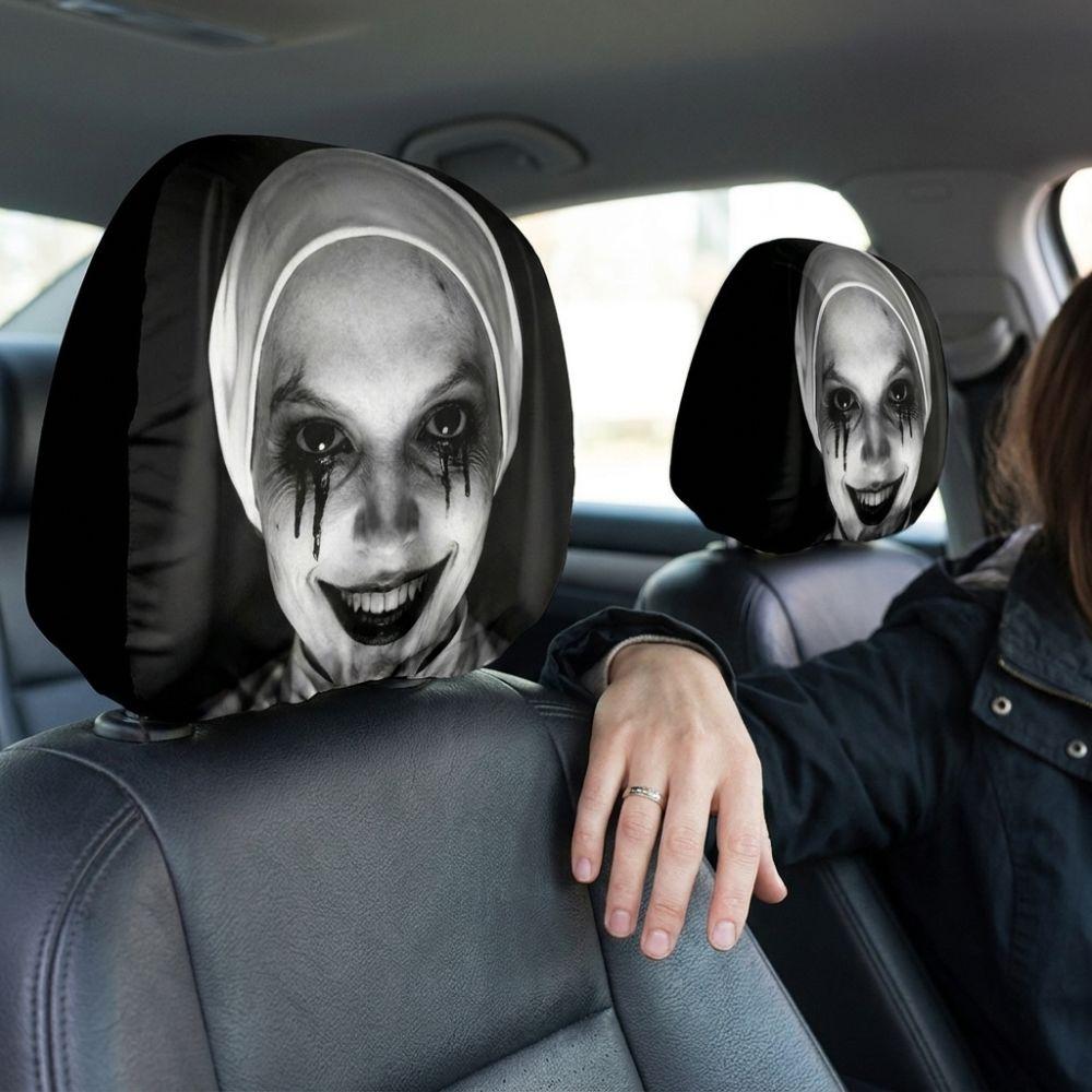 2Pcs Elastic Halloween Car Headrest Covers Soft Comfortable Auto Headrest Wrap  Car Accessories