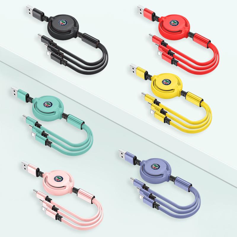 3-in-1 Micro Data Wire USB Type C Fast Charger For Alfa Romeo Giulietta GT 159 147 156 Mito Brera Giulia F1 Stelvio Volante
