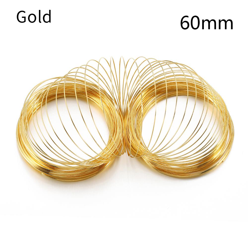 100 Loops Gold Steel Color Memory Wire 60mm Bracelet Bangle Loop 115mm Necklace Collar Hoop for Zircon Making DIY Accessories