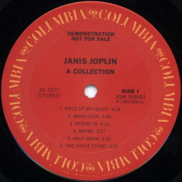 Виниловая пластинка JANIS JOPLIN A Collection AS1377 Columbia 1982 США Рок Б/у