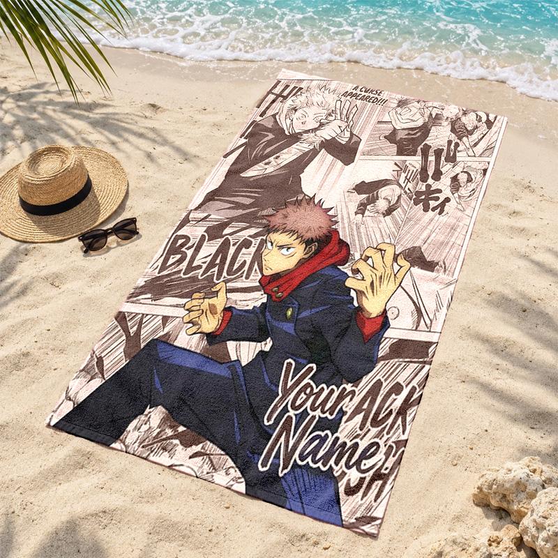 Jujutsu Kaisen Custom Name Beach towels also serve as bath towels summer essential a musthave for the outdoors the beach and the pool