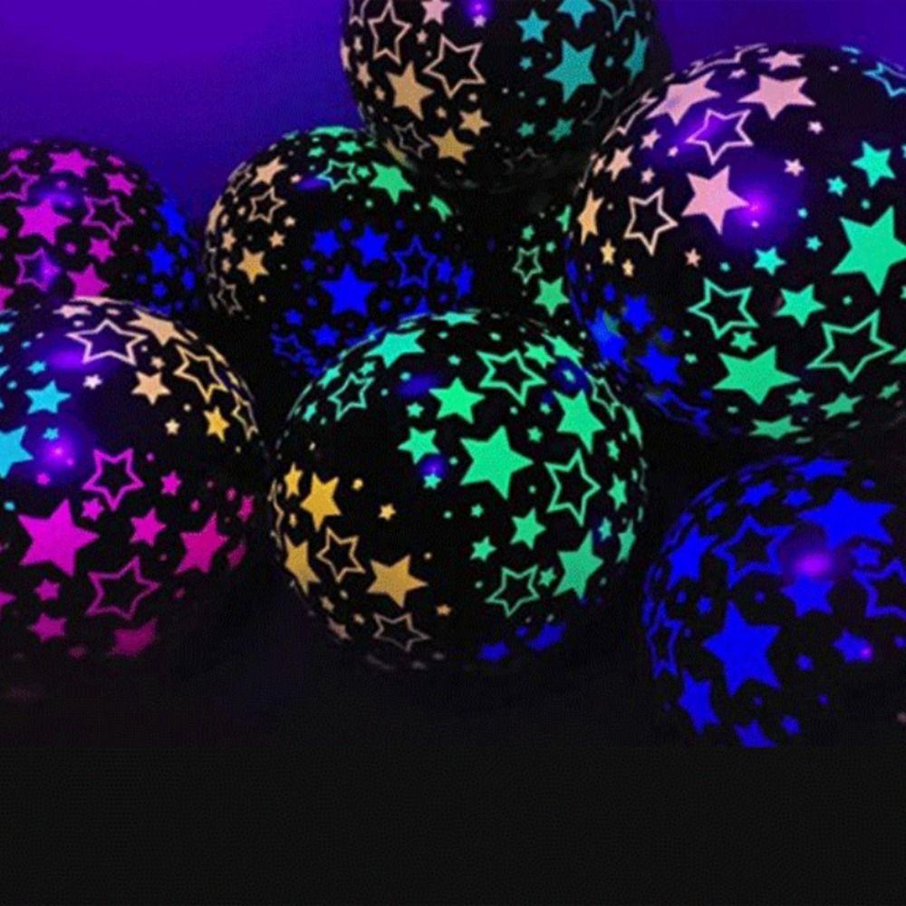 120 шт. резиновые УФ-шарики в горошек с черным светом в форме сердца и звезд, светящиеся гелиевые шары для свадьбы