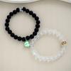 2Pcs Handmade Crown Beaded Charms Bracelet Luminou Heart Glow In The Dark Couple Bracelet For Lover Men Women Fluorescent Gift