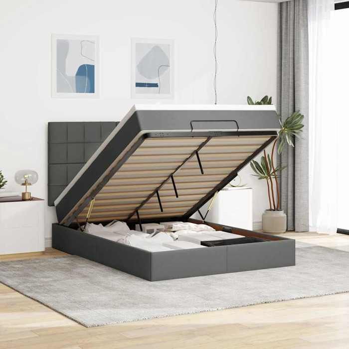 Maison Exclusive - Cadre de lit ottoman avec matelas gris foncé 140x200 cm tissu