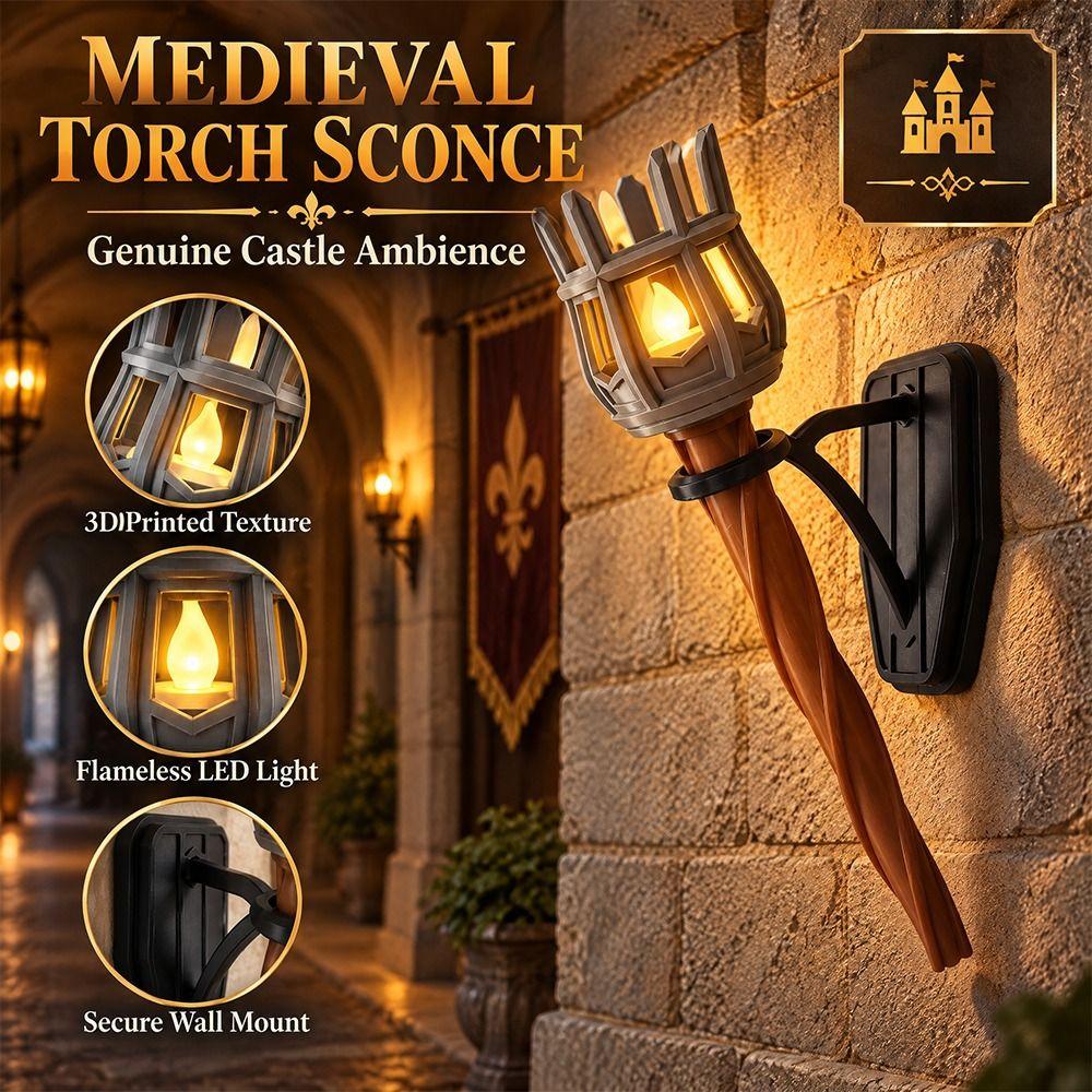 Dual Torch Fake Torch Wall Sconce Vintage Halloween Flame Torch Light Haunted House