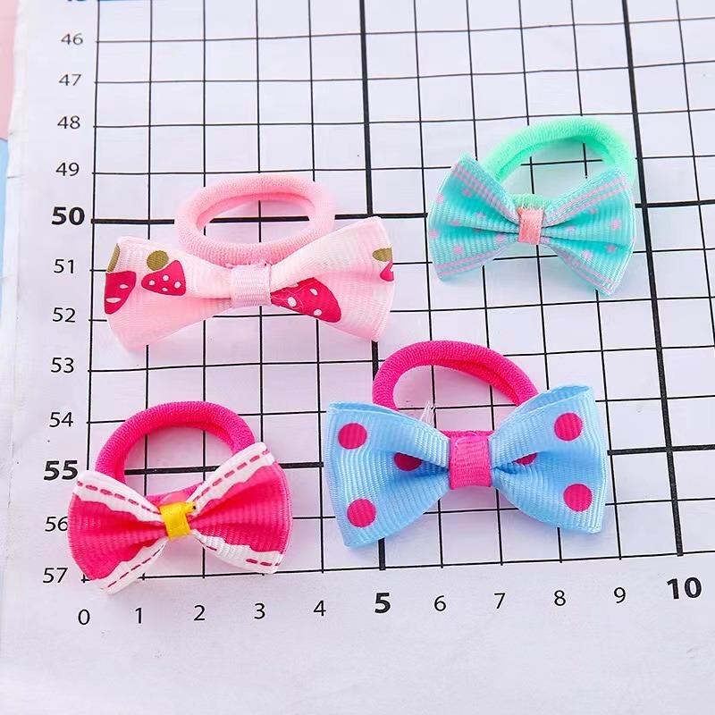 10 Pcs of Candy Colored Rubber Bands Children's Bow Hair Rings New Colored Non Damaging Hair Headbands Girl Tie Hair Towel Rings