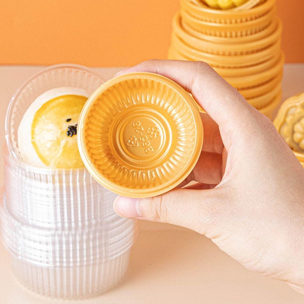 100pcs Plastic Mooncake Inner Tray Round Moon Cake Holder  Mid-Autumn Festival