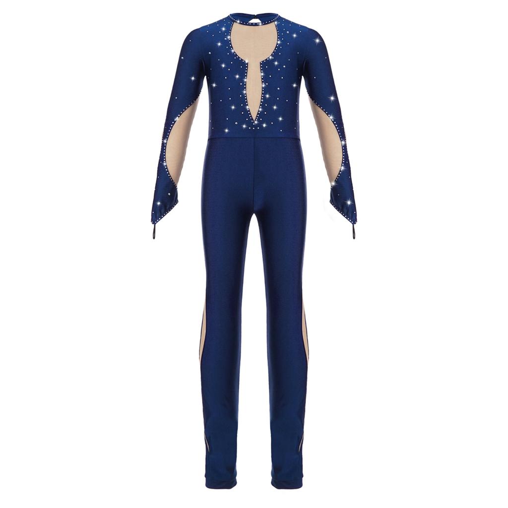 Боди для катания на коньках для девочек, комбинезон для балета и танцев, гимнастический комбинезон, трико, танцевальная одежда, комбинезон с длинными рукавами