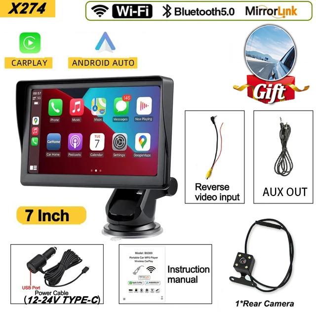 Universal 7Inch Automotive Multimedia Video Player Wireless Carplay Android Auto Touch Screen AUX Smart Car System Free Mirrors