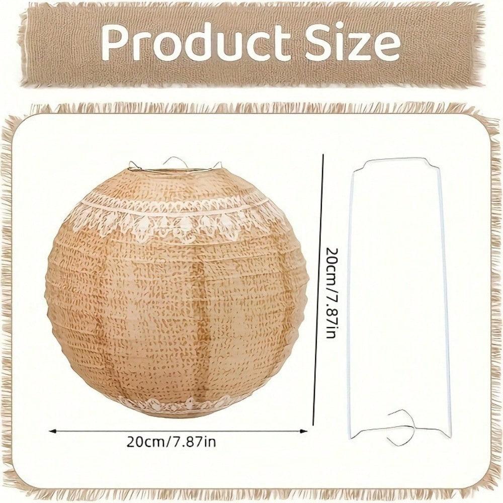 6 шт. бумажных фонариков из мешковины с кружевным принтом в стиле бохо для украшения интерьера, китайские бумажные фонарики для украшения дня рождения.