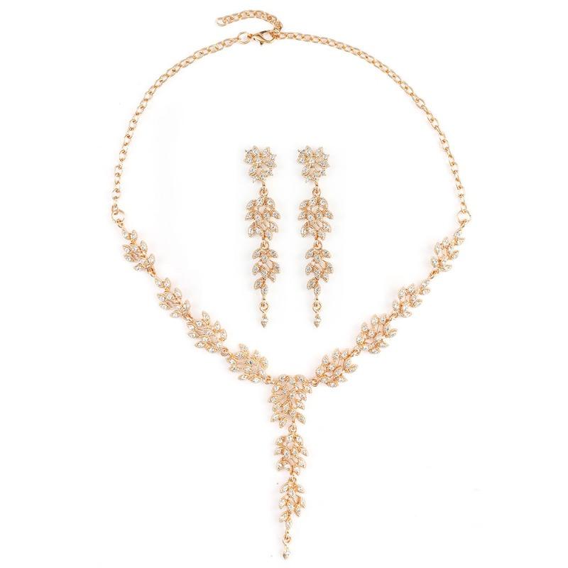 GemChic Women's New Vintage Alloy Branch Crystal Rhinestone Collarbone Pendant Necklace Earrings Two Piece Set Birthday Christmas Jewelry Gift