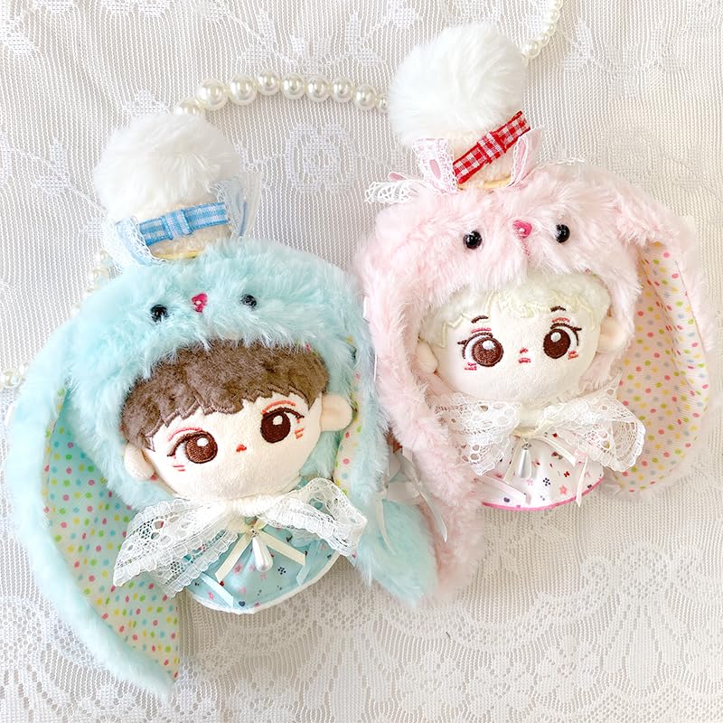 Пушистая шапка-кигуруми кролика для плюшевых игрушек (10см), Розовый [Б/У]