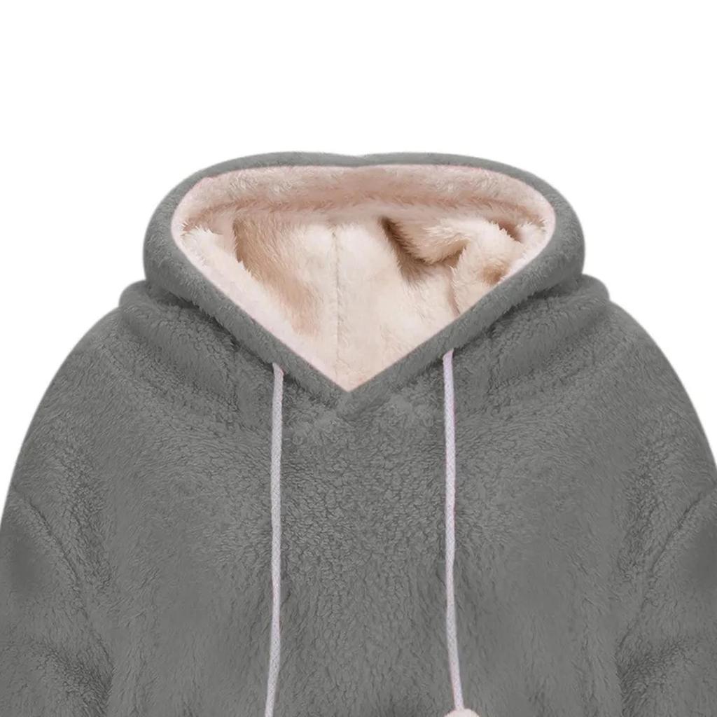 Women Hoodies Sweatshirt Big Pouch Hoodie Autumn Winter Casual Cat Dog Carrier Pullover