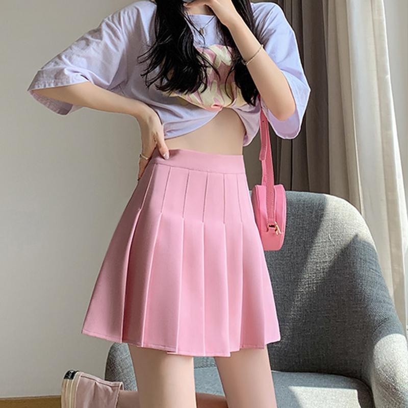 Осенне-зимняя женская плиссированная юбка, белая короткая юбка, тонкая клетчатая юбка трапециевидной формы в японскую клетку с высокой талией