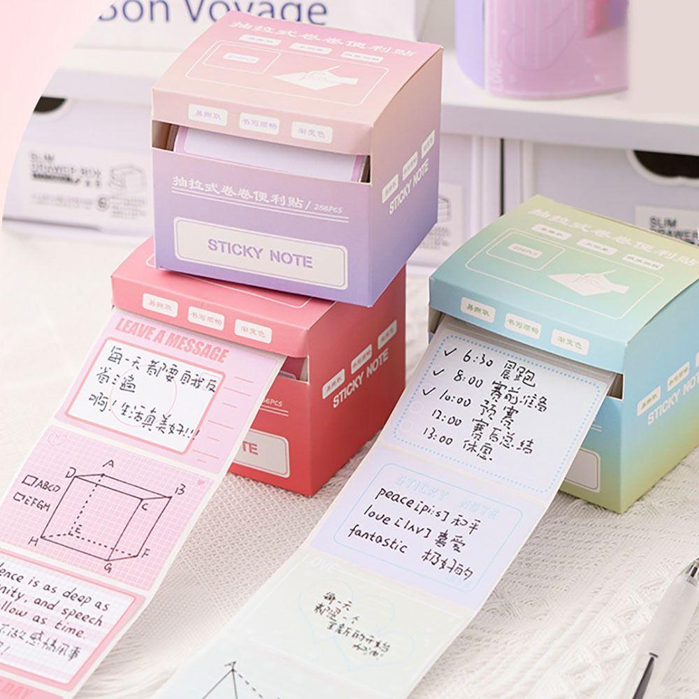 256Pcs/Set Full Adhesive Sticky Note Stationery Tearable Notepad Labels Stickers School/Office