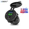 Kebidu Quick Charge QC 3.0 18W USB Car Charger Socket Digital Display Voltmeter Charger Socket with ON-OFF Switch for Auto Motorcycle 12-24V