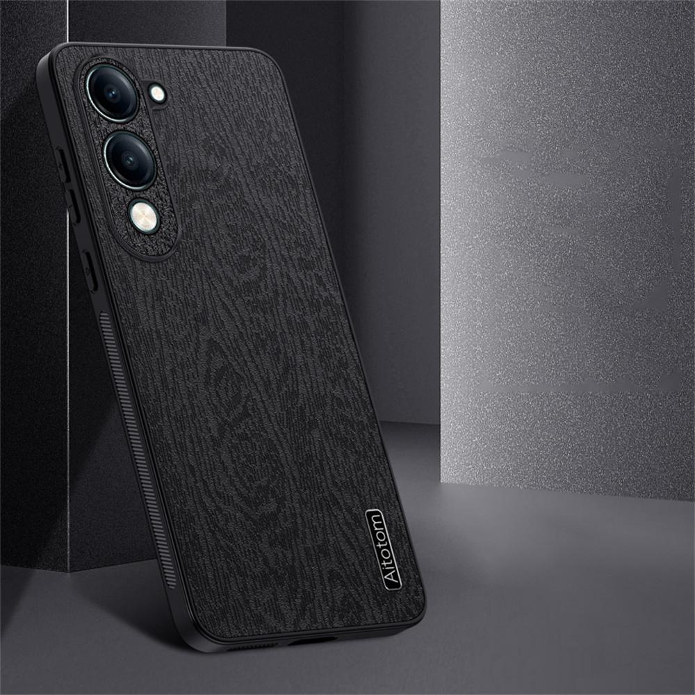 Чехол для vivo Y29s 5G, текстура дерева, покрытие из ПУ кожи, ПК + ТПУ чехол для телефона