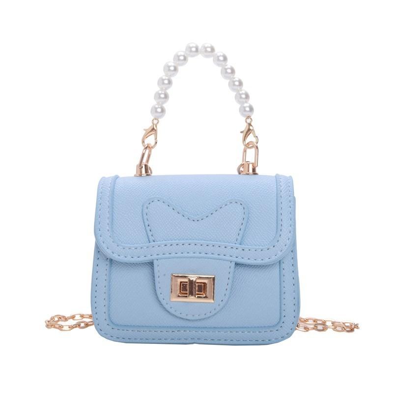 Pure Button Pearl Colour Handheld Kid Trendy Stitching Shoulder Small Bag Square