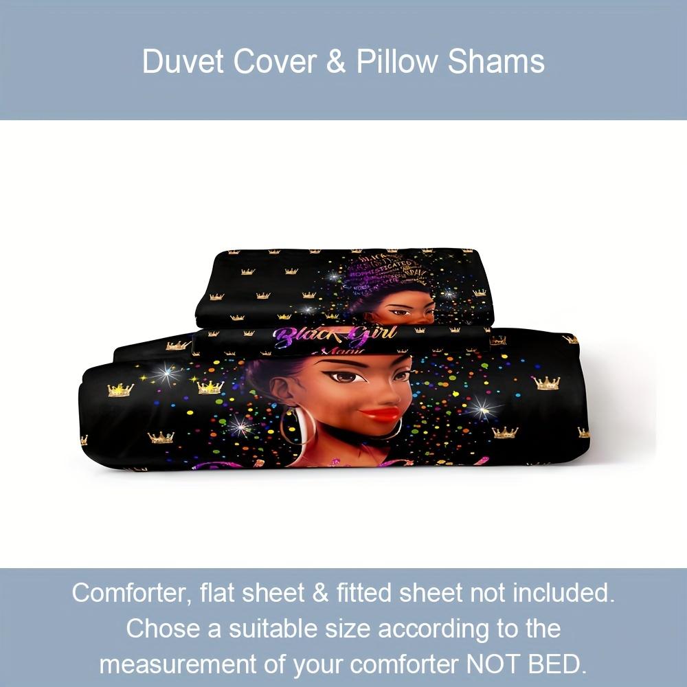 3Pcs African American Girl Duvet Cover Set - Soft And Cozy Bedding For Bedroom And Guest Room (1Pc Duvet Cover + 2Pc Pillowcase)