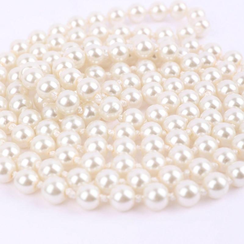 1pc Ladies Multi-Strand Pearl Beaded Knotted Necklace, Pearl White, Elegant Style for Vacation, Casual, Party