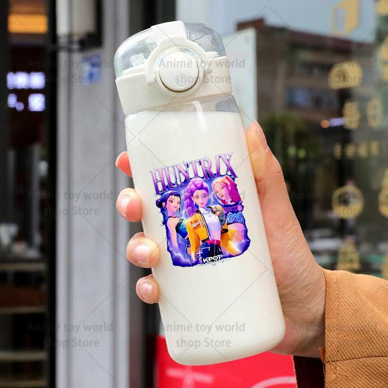 KPop Охотники на демонов Спортивная прозрачная бутылка для воды Портативная для спортзала Путешествий Прозрачная Герметичная Питьевая Матовая 400 мл Игра Развлекательная Безопасная Подходит для детей Веселая