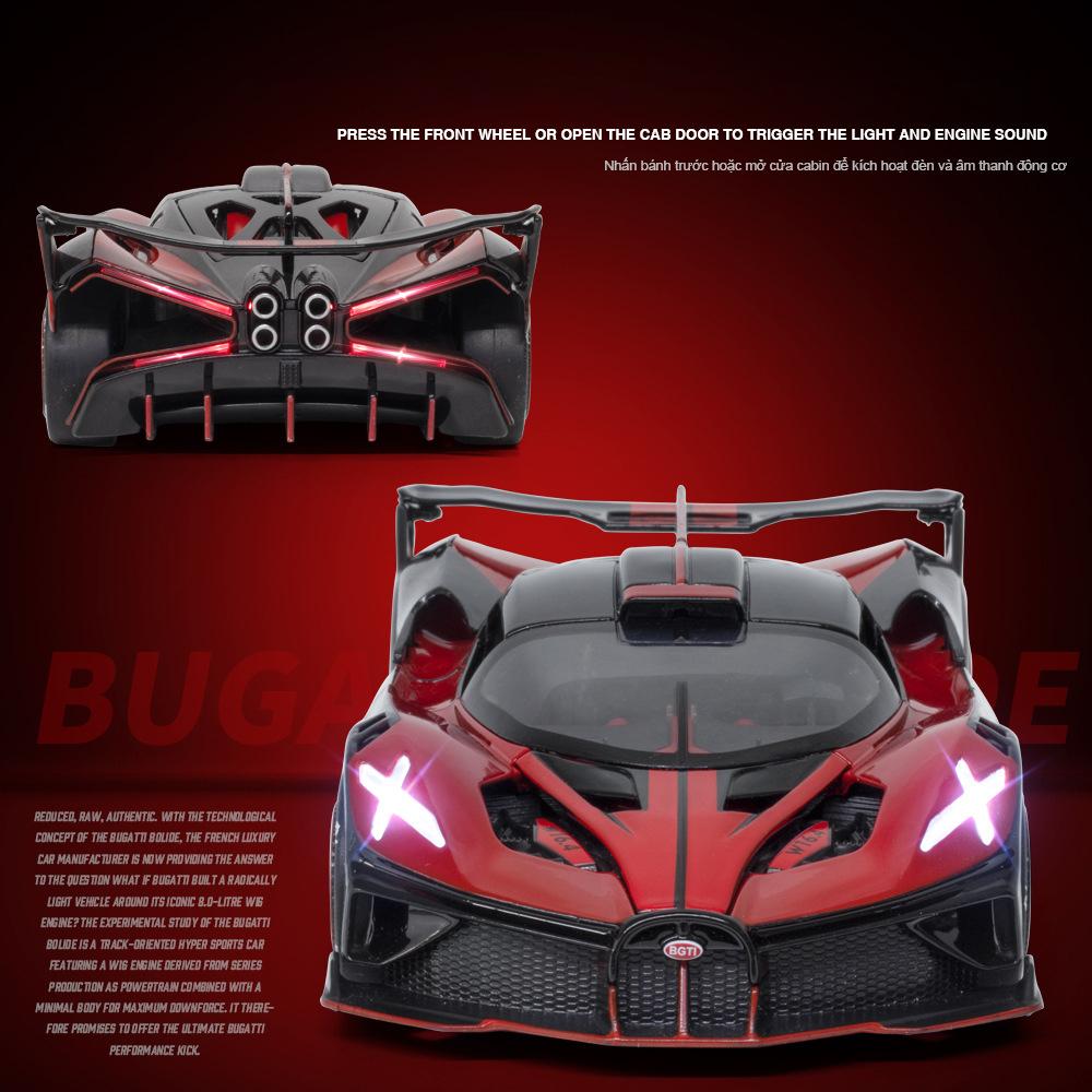 1:24-масштабная модель спортивного автомобиля из сплава Bugatti Bolide, модель автомобиля из литого металла, модель автомобиля с высокой имитацией, детская игрушка в подарок