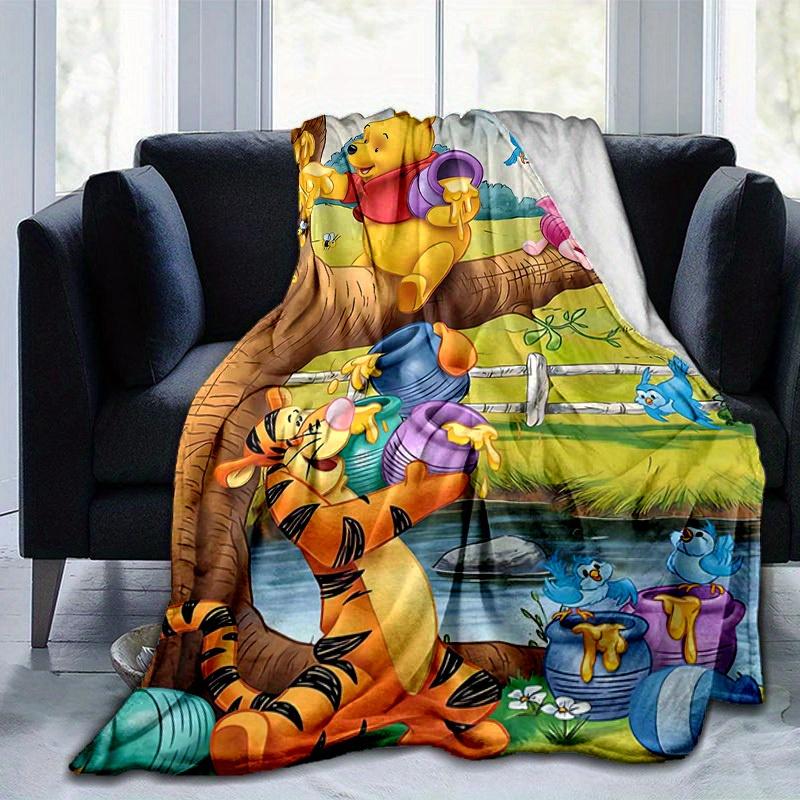 1pc. Cute Winnie The Pooh Cartoon Blanket, Soft Throw Blankets for Friends and Family, Warm Cozy Bedding Decor Gift for Home Office Car Use