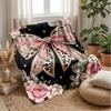 Rainbow Leopard Roses Bow Theme blanket Lightweight Warm Flannel Blanket Decorative Throw Blanket for Home Decoration