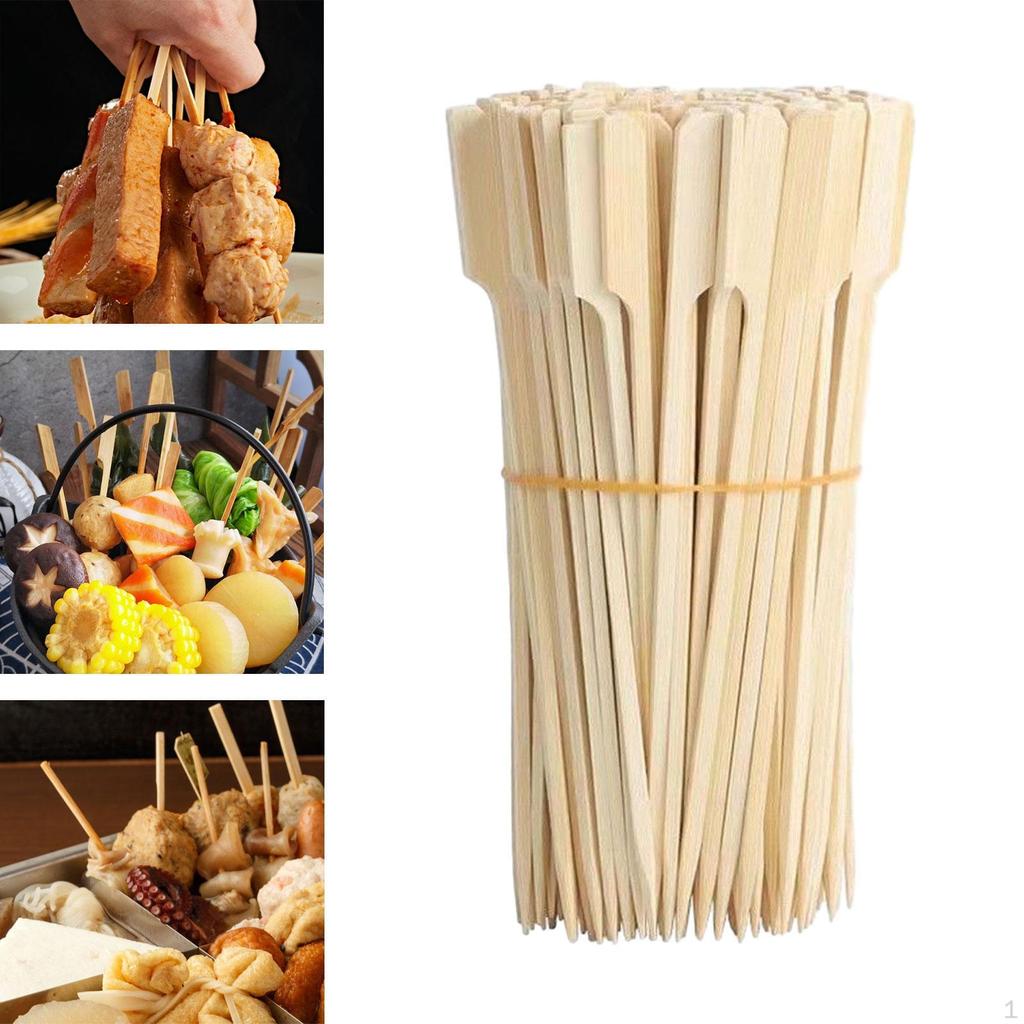 100 Pieces Bamboo Skewers Appetizers BBQ Wooden Paddle Food for Meat