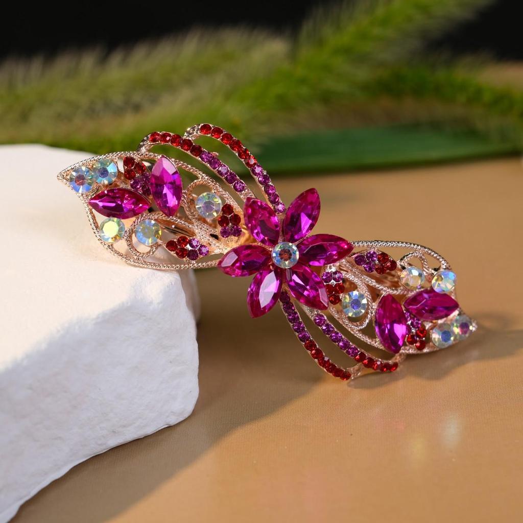 Универсальная заколка для волос в виде цветка со стразами: Элегантная заколка-пружина для хвостика из сплава для женщин