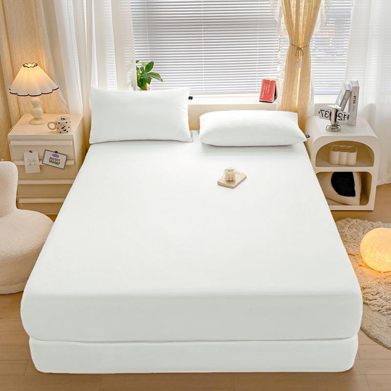 Solid Color Brushed 90g Fitted Sheet, Flat Sheet, and Pillowcase 4-Piece Bedding Set