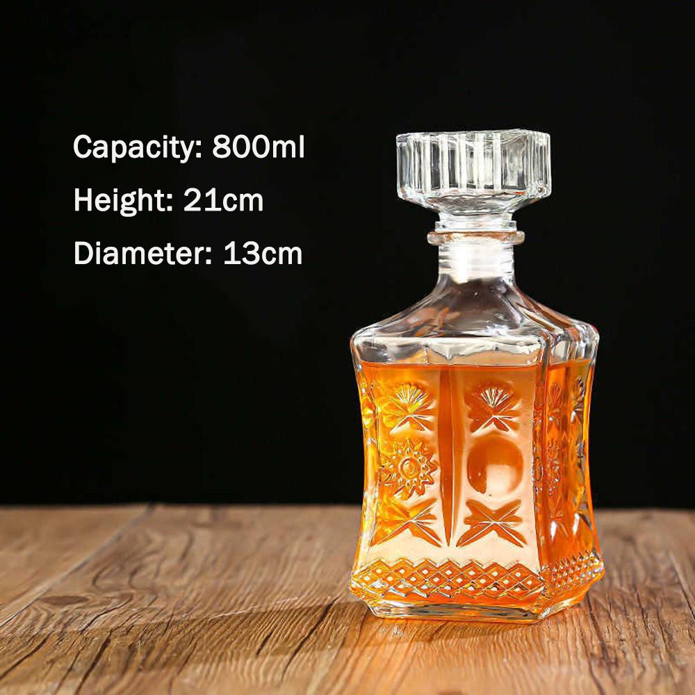 Carving Glass Wine Bottle, Whiskey Red Wine Liquor Wine Separator, Wine Cabinet Decoration, Empty Wine Bottle, 8000/1000ML