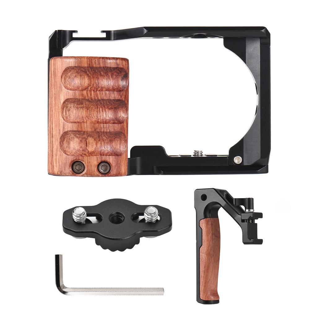 Andoer Camera Cage + Top Handle Kit Aluminum Alloy Video Cage with Cold Shoe Mount 1/4 Inch & 3/8