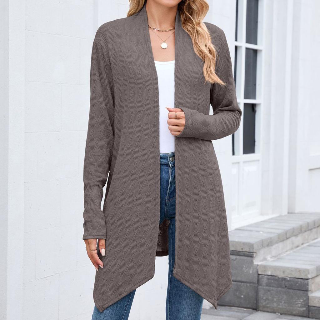 Women's Ladies' Casual Fashion Long-sleeved Knitted Cardigan Long Coat