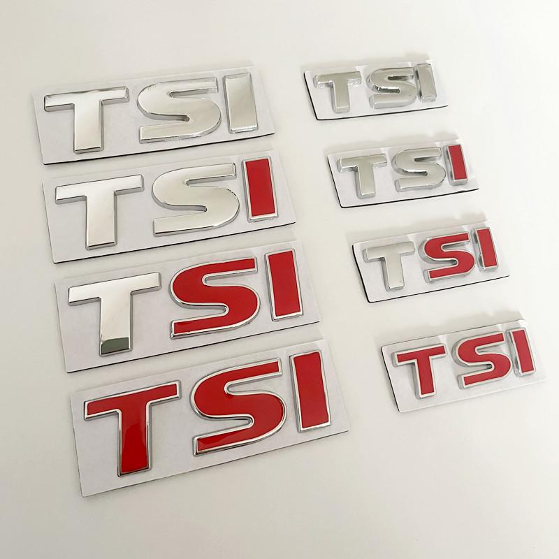 YKPSC1 3D Metal Car Letters TSI Logo For VW TSI Badges Polo Golf 4 5 6 7 MK5 MK6 MK7 Jetta Touran Passat Emblem Stickers Accessories