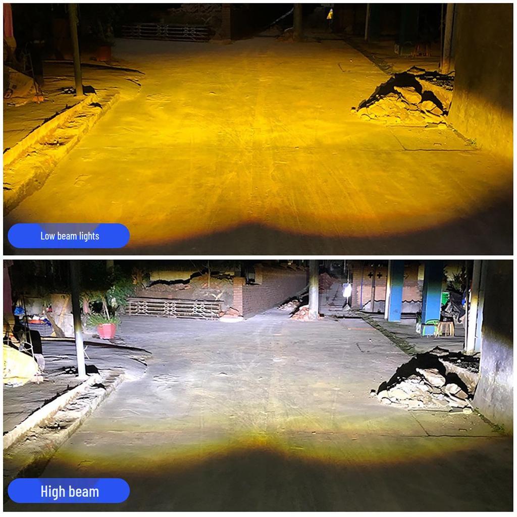 Двухлучевой светодиодный прожектор для автомобилей и мотоциклов - Желтый и Белый