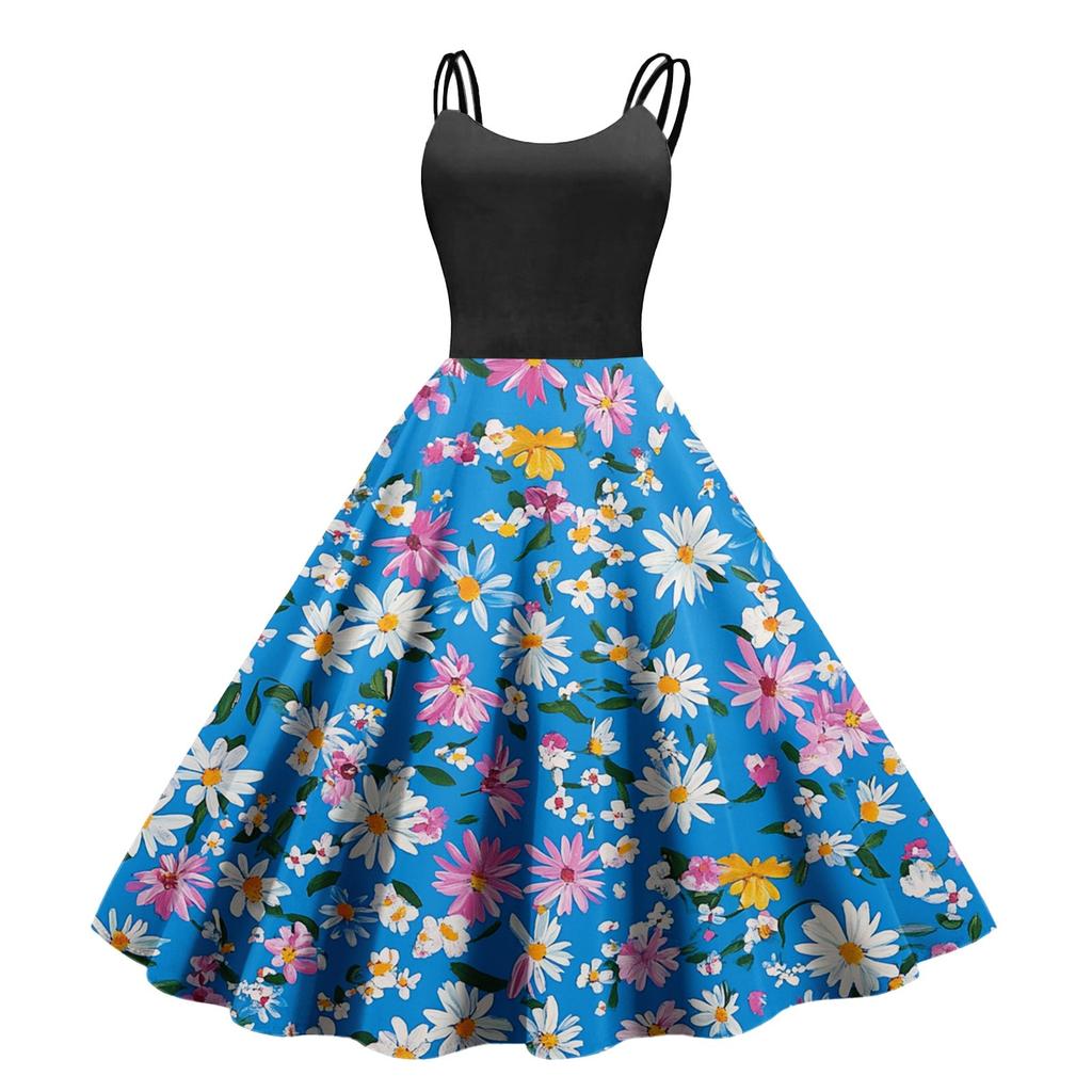 Women's Casual Fashion Print Sexy Off Shoulder Punk Retro Dress Retro Dress Dress