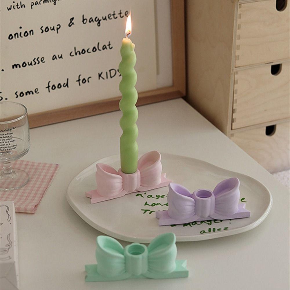 Ins Gypsum Candlestick Holder Plaster Mini Candle Stands Gift Bow Candle Holder Table Decorations