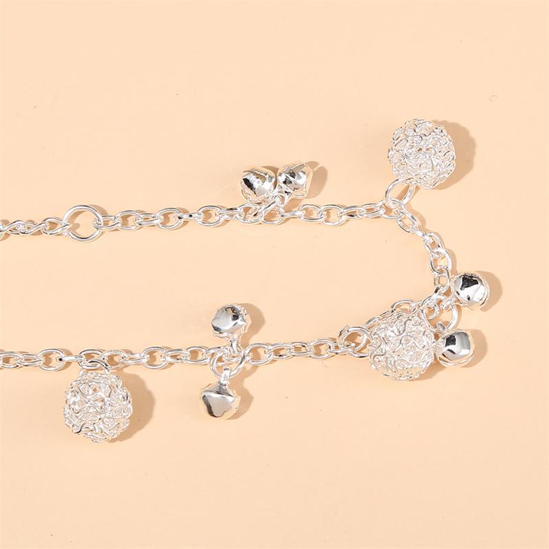 New Silver Plated Bracelet Fashion Bell Charms Beads Pendant Chain Bracelet For Women Girls Jewelry Gift