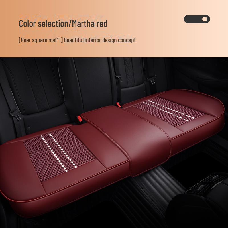 Комплект всесезонных подушек на сиденье автомобиля для водителя, с кожаной обивкой и материалом Ice Silk для вентиляции и противоскользящими свойствами.